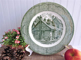 Old Curiosity Shop Green Transferware Dinner Plate 1940s Royal China 10 Inch