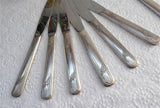 Oneida Queen Bess Table Knives Set Of 6 And 1 Elegant 1950s Floral Silverplate Stainless Blades