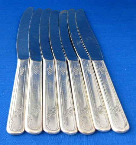 1920s Oneida Bird of Paradise Silverplate Deluxe Stainless Blade With  Bolster- Knife Set of 6