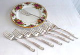 Dessert Forks 8 Oneida Royal Oak Oakleigh Salad Forks 1940s Silver Plate Monogram H