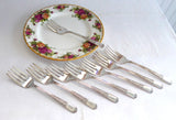 Dessert Forks 8 Oneida Royal Oak Oakleigh Salad Forks 1940s Silver Plate Monogram H