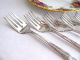 Dessert Forks 8 Oneida Royal Oak Oakleigh Salad Forks 1940s Silver Plate Monogram H