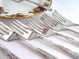 Dessert Forks 8 Oneida Royal Oak Oakleigh Salad Forks 1940s Silver Plate Monogram H