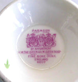 Paragon Cup And Saucer Gorgeous Aqua Pink Roses On Black 1940s Hand Painted