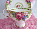 Vintage Cup And Saucer Paragon Tapestry Rose Corset Shape 1940s Double Warrant