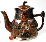 Toby Teapot Character Jug Gold Luster England Price Kensington 1940s Double Sided