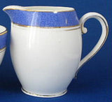 Cream And Sugar Blue Mottled Bands Gold Trim Creamer Radfords 1930s