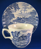 Cup And Saucer Meadowsweet Blue Transferware Ridgway 1940s Ironstone
