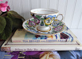 Rosina Pansy Cup And Saucer Colorful Hand Colored Pansies 1940s