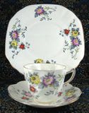 Rosina England Cup and Saucer With Plate Art Deco Stylized Floral 1948-1952