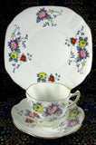 Rosina England Cup and Saucer With Plate Art Deco Stylized Floral 1948-1952
