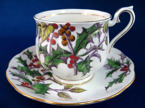 Royal Albert December Holly Cup And Saucer Flower Of The Month 1940s Christmas