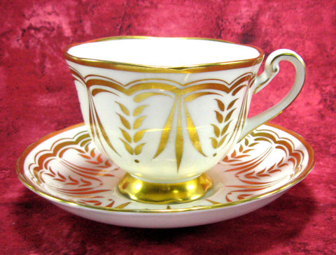 Cup And Saucer Royal Chelsea Hand Painted Lush Gold English 1940s