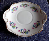 Royal Tara Ireland Cake Serving Plate Blue And Pink Flower Bouquets Bone China 1950s