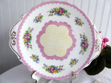 Royal Albert Cake Plate Prudence Pink Cake Server 1940s Flowers Polka Dots