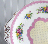 Royal Albert Cake Plate Prudence Pink Cake Server 1940s Flowers Polka Dots