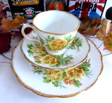 Royal Albert Tea Rose Teacup Trio Yellow Roses English 1940s