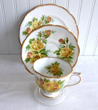 Royal Albert Tea Rose Teacup Trio Yellow Roses English 1940s