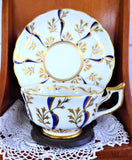 Royal Chelsea Regal Cup And Saucer Gold Cobalt Blue Fancy Hand Painted England 1950s