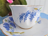 Wistaria Cup and Saucer Hand Colored On Blue Transfer 1940s Royal Stafford England