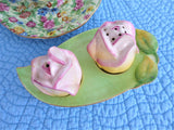 Royal Winton Grimwades Rosebud Salt Pepper And Tray Relief Molded Ware 1942-1950s