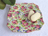 Summertime Chintz Royal Winton Grimwades Square Salad Plate 1940s Floral Chintz