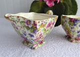 Summertime Chintz Royal Winton Sugar And Cream Creamer 1940s Squared