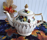 Sadler Fruit Teapot Gold Grape Overlay 1950s Large Original Sticker Vintage Tea Pot 4-6 Cups