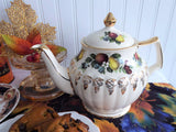 Sadler Fruit Teapot Gold Grape Overlay 1950s Large Original Sticker Vintage Tea Pot 4-6 Cups