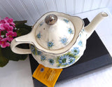 Gorgeous Sadler Teapot Victorian Shape Cornflowers Blue Platinum 1940s Large 4-6 Cups