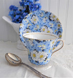 Shelley Blue Daisy Chintz Cup and Saucer Rare Dorothy Shape England Teacups