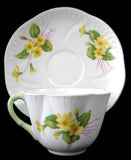Shelley Dainty Primrose Cup and Saucer England Vintage Green Trim