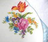 Shelley England Tabbed Cake Plate Davies Tulip Blue Trim Round Sandwich Serving Plate