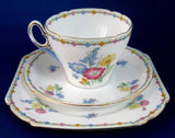 Shelley Old Wildflowers Teacup Trio Art Deco Old Cambridge Shape Gold Trim