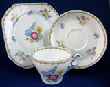 Shelley Old Wildflowers Teacup Trio Art Deco Old Cambridge Shape Gold Trim