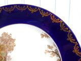 Shelley Dinner Plate Heather Blue Gold Overlay 10.75 Inch Plate 1950s