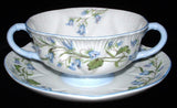 Shelley Dainty Harebell Cream Soup Cup and Saucer Large Double Handle Cup 1940s
