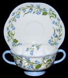 Shelley Dainty Harebell Cream Soup Cup and Saucer Large Double Handle Cup 1940s