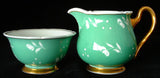 Shelley Green Cream And Sugar Stencil Enamel Dots Gainsborough Shape 1940s