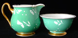 Shelley Green Cream And Sugar Stencil Enamel Dots Gainsborough Shape 1940s
