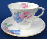 Shelley Cup And Saucer Dog Rose Art Deco Perth England 1940s Pink Blue