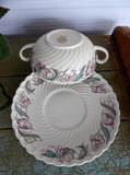 Vintage 1940s Susie Cooper Endon Ribbed Cream Soup And Saucer Liner Plate Burslem