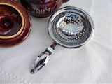 Tea Strainer Sylvac Face Pot Brown Eyes Nose Smile 1940s Anthropormorphic Chrome Strainer