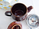 Tea Strainer Sylvac Face Pot Brown Eyes Nose Smile 1940s Anthropormorphic Chrome Strainer