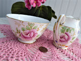 Lovely Cream And Sugar 1940s Hand Colored On Transfer Floral Tuscan