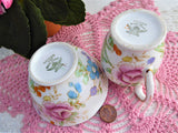 Lovely Cream And Sugar 1940s Hand Colored On Transfer Floral Tuscan