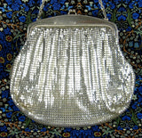 Whiting Davis Silver Mesh Purse Handbag 1940s Art Deco Evening Bag Elegant