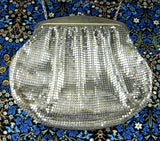Whiting Davis Silver Mesh Purse Handbag 1940s Art Deco Evening Bag Elegant