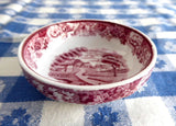 Red Transferware English Scenery Open Salt 1940s Enoch Woods Woods Ware Rural Scene