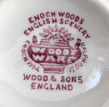 Red Transferware English Scenery Open Salt 1940s Enoch Woods Woods Ware Rural Scene